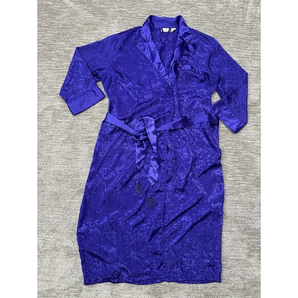 Victoria's Secret Other - VTG Victoria's Secret Robe Womens M/L Purple Satin Jacquard Gold Label